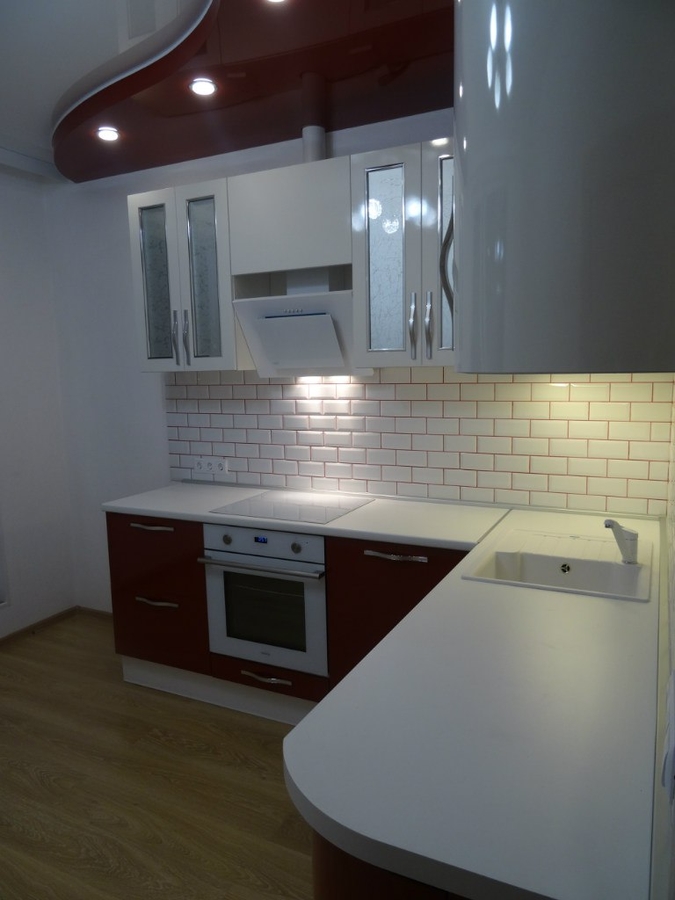 Белый кухонный гарнитур-Кухня из пластика «Модель 365»-фото2