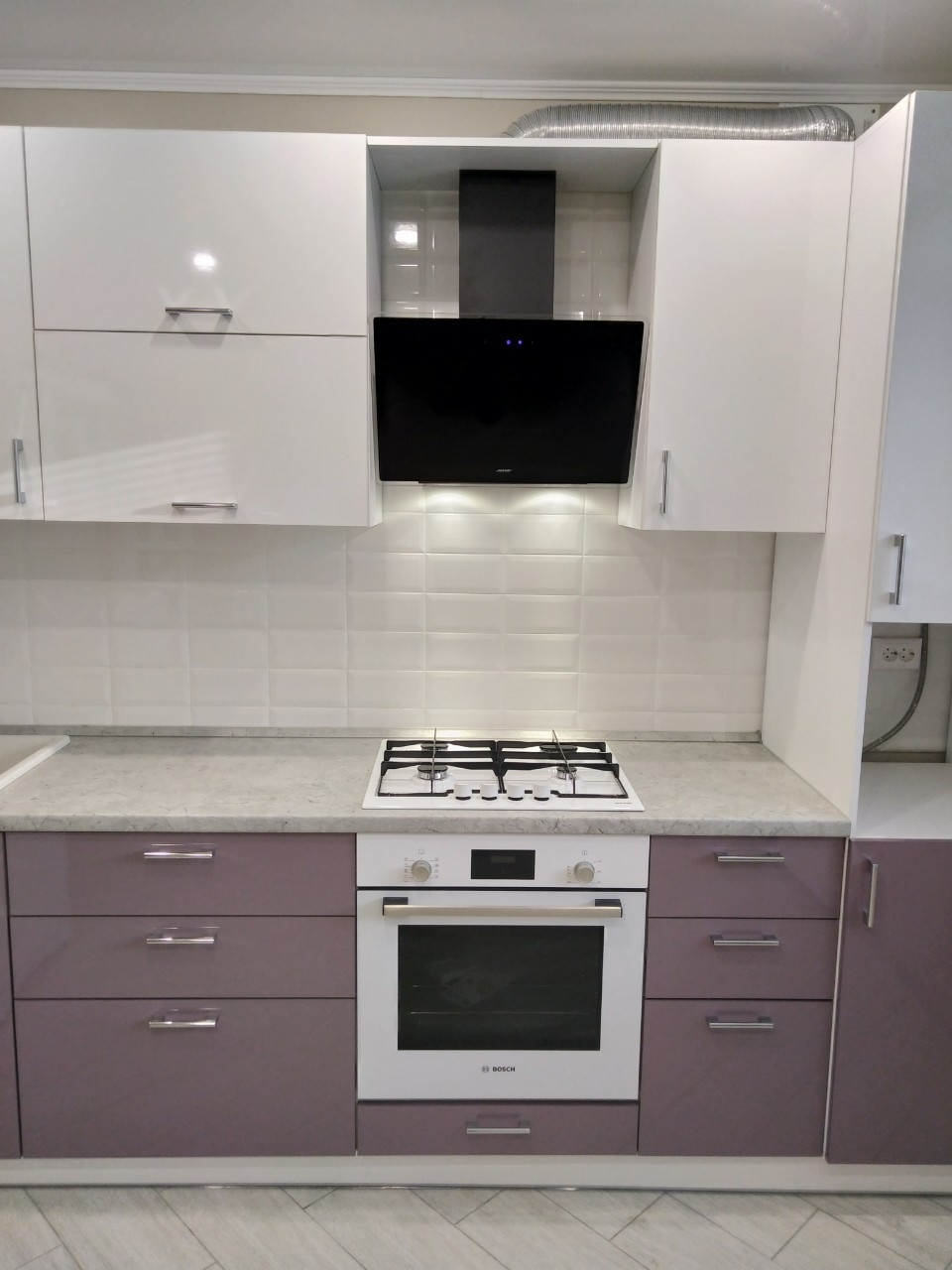 Белый кухонный гарнитур-Кухня МДФ в ПВХ «Модель 544»-фото5